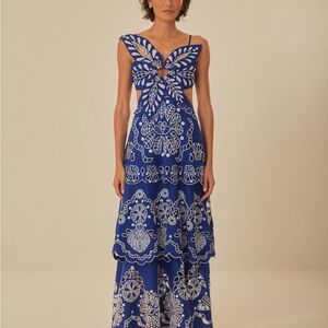 FARM Rio Blue Flower Richelieu Dress